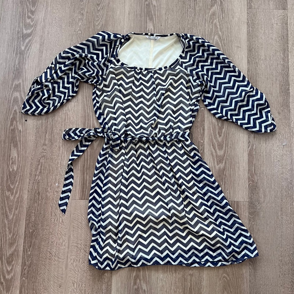 Speeckless Blue/ White 3/4 Sleeve Dress Small
